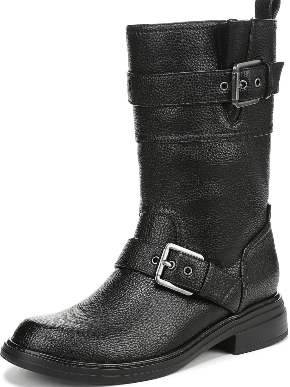 Naturalizer Women's Latoya Mid Calf Moto Boots Black Buckl Boot Size 11